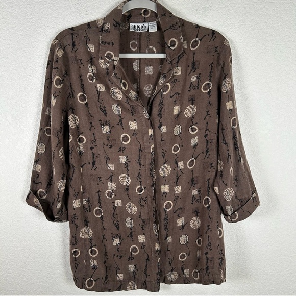 VTG Chico’s Women’s Sz 4, 100% Linen lightweight unlined jacket Lagenlook - Picture 1 of 6